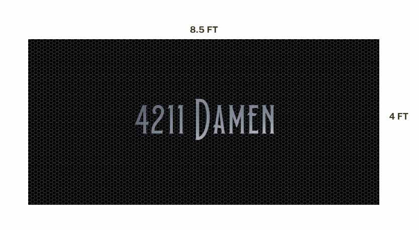 Custom Hand-cut Mosaic with Metallic Letters (4211 Damen)