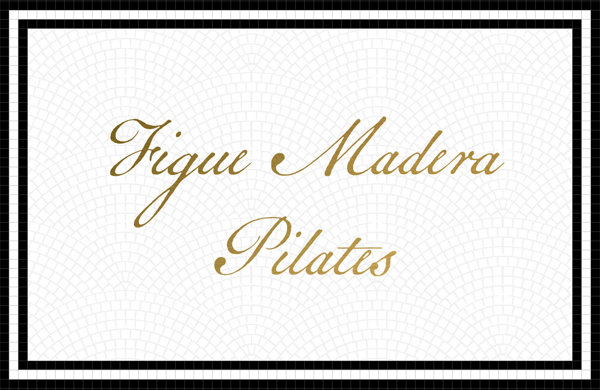 Custom Mosaic with Metallic Logo  (Figue Madera Pilates)