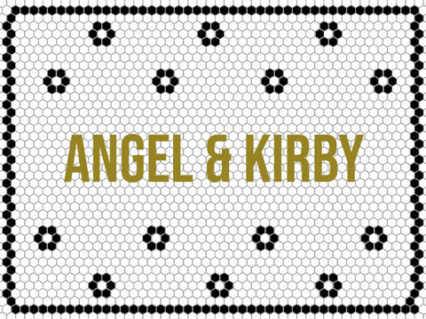 Hexagon Mosaic with Metallic Letters (Angel & Kirby)
