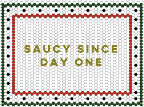 Custom Mosaic with Metallic Letterings (Saucy Since Day One )