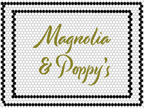 Hexagon Mosaic with Water-cut Metallic Letters (Magnolia & Poppy’s)