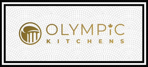Custom Mosaic with Metallic Logo  (olympic kitchens)