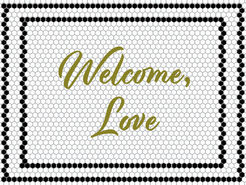 CUSTOM MOSAIC WITH METALLIC LOGO (  Welcome,  Love )