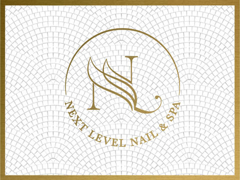 Custom Mosaic with Metallic Logo  ( next level nail and spa)