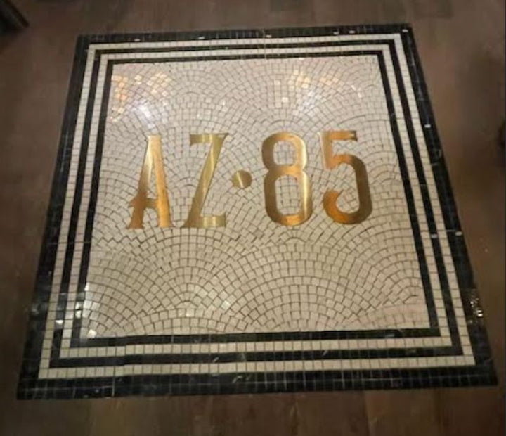 AZ-85 gold lettering mosaic, business logo mosaic by Mosaic Lettering
