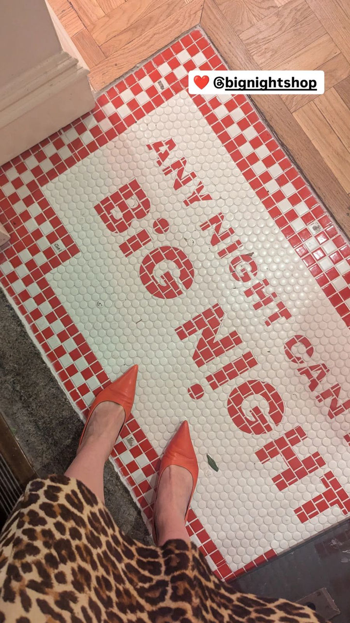 Big Night red lettering mosaic, restaurant logo mosaic by Mosaic Lettering