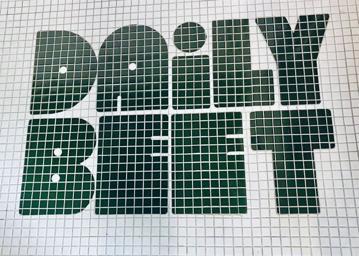 Daily Beet green lettering mosaic, restaurant logo mosaic by Mosaic Lettering