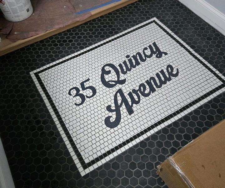 35 Quincy Avenue finished mosaic by Mosaic Lettering