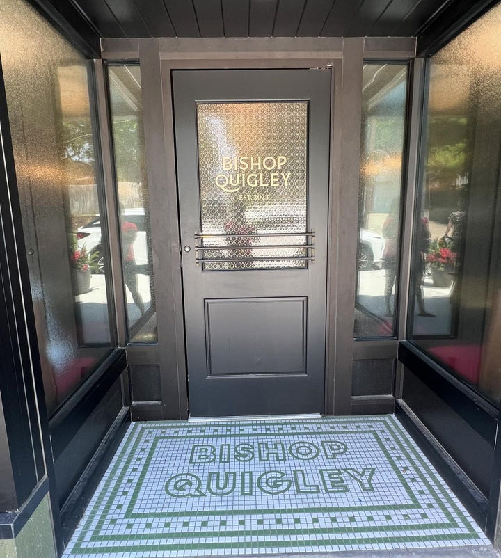 Bishop Quigley finished mosaic by Mosaic Lettering