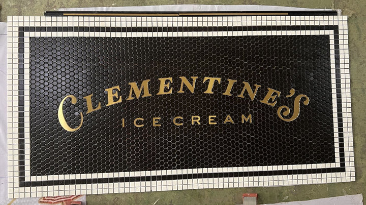 Clementine's Ice Cream finished mosaic by Mosaic Lettering
