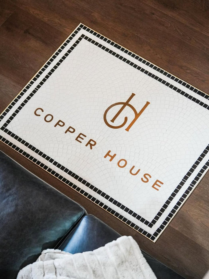 Copper house finished mosaic by Mosaic Lettering