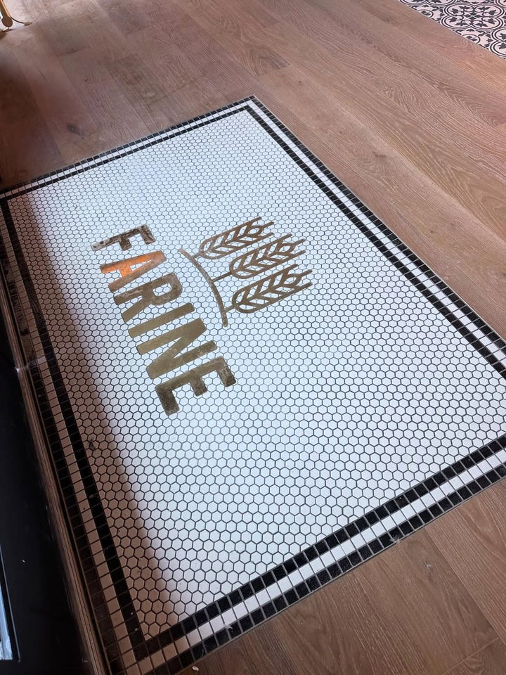 Farine finished mosaic by Mosaic Lettering