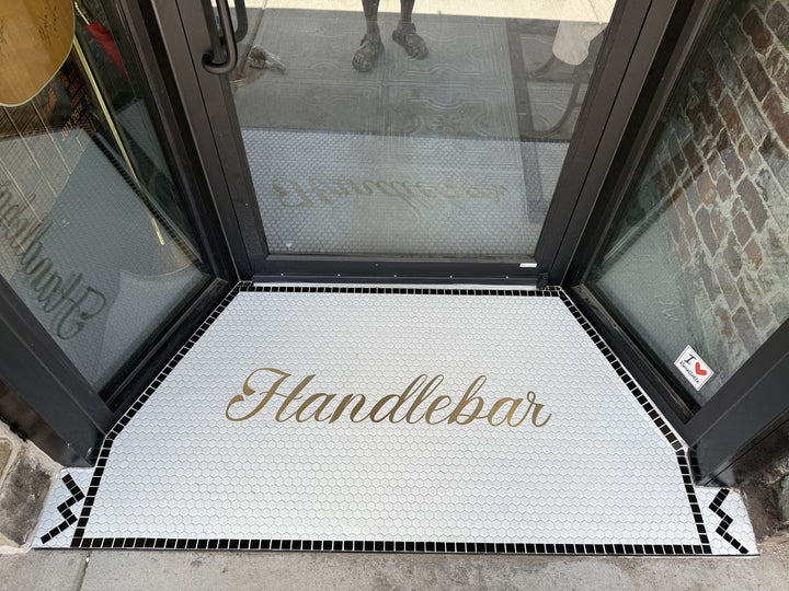 Handlebar finished mosaic by Mosaic Lettering
