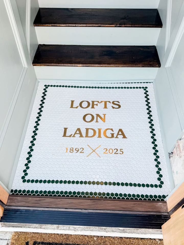 Lofts on Ladiga finished mosaic by Mosaic Lettering