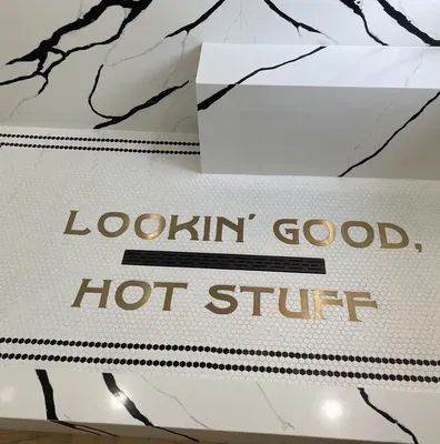 Lookin' Good, Hot Stuff finished mosaic by Mosaic Lettering