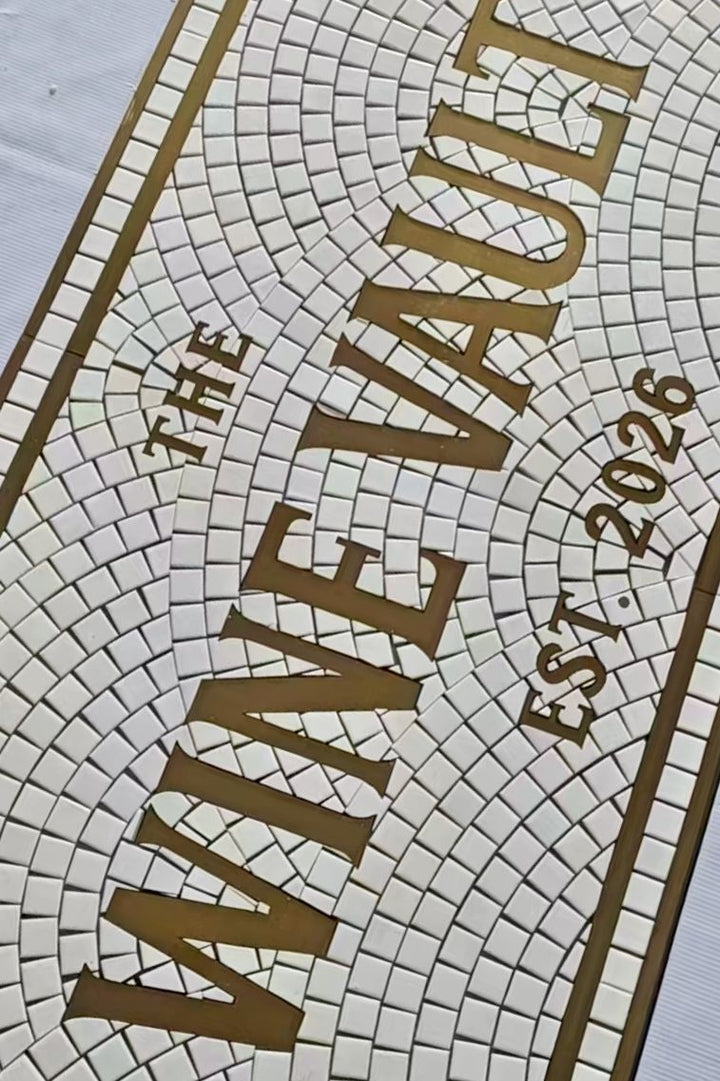The Wine Vault finished mosaic by Mosaic Lettering
