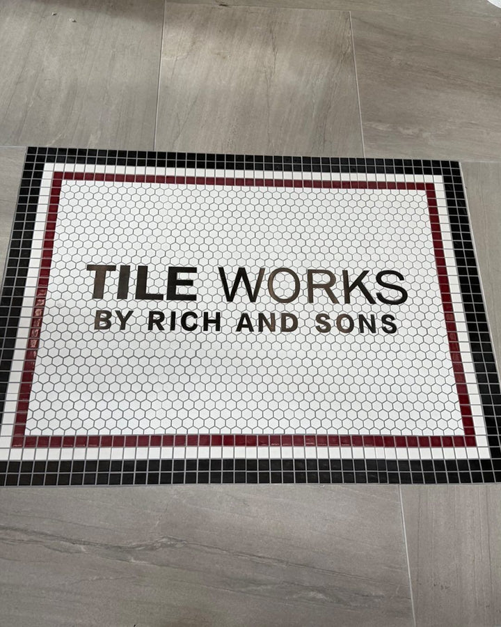 Tile Works By Rich And Sons finished mosaic by Mosaic Lettering
