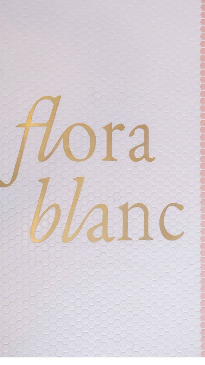 Flora Blanc gold lettering mosaic, business logo mosaic by Mosaic Lettering