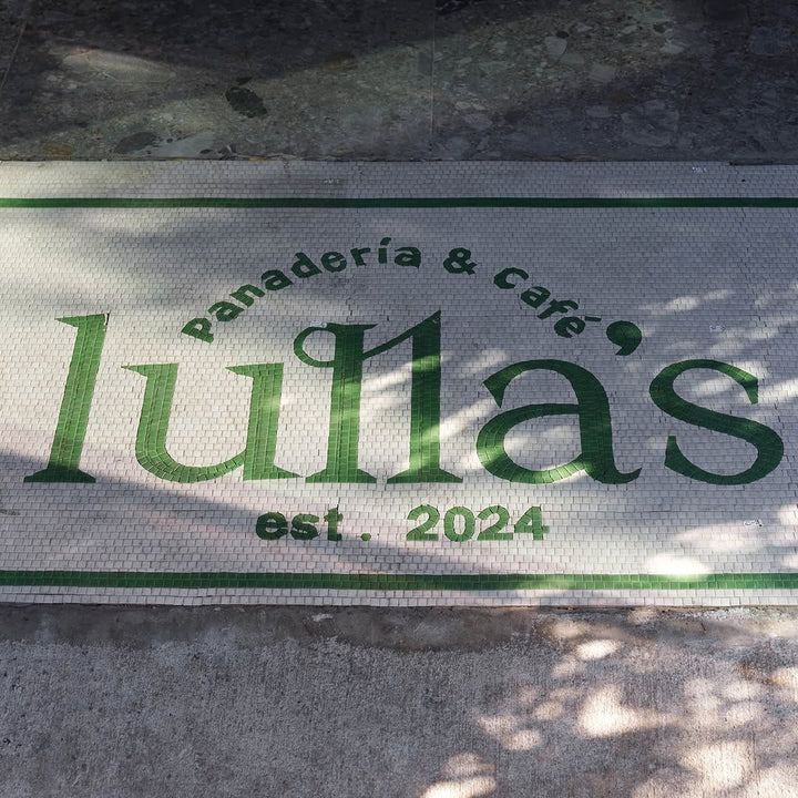 Lullas Panadería & Café logo mosaic, restaurant logo mosaic by Mosaic Lettering