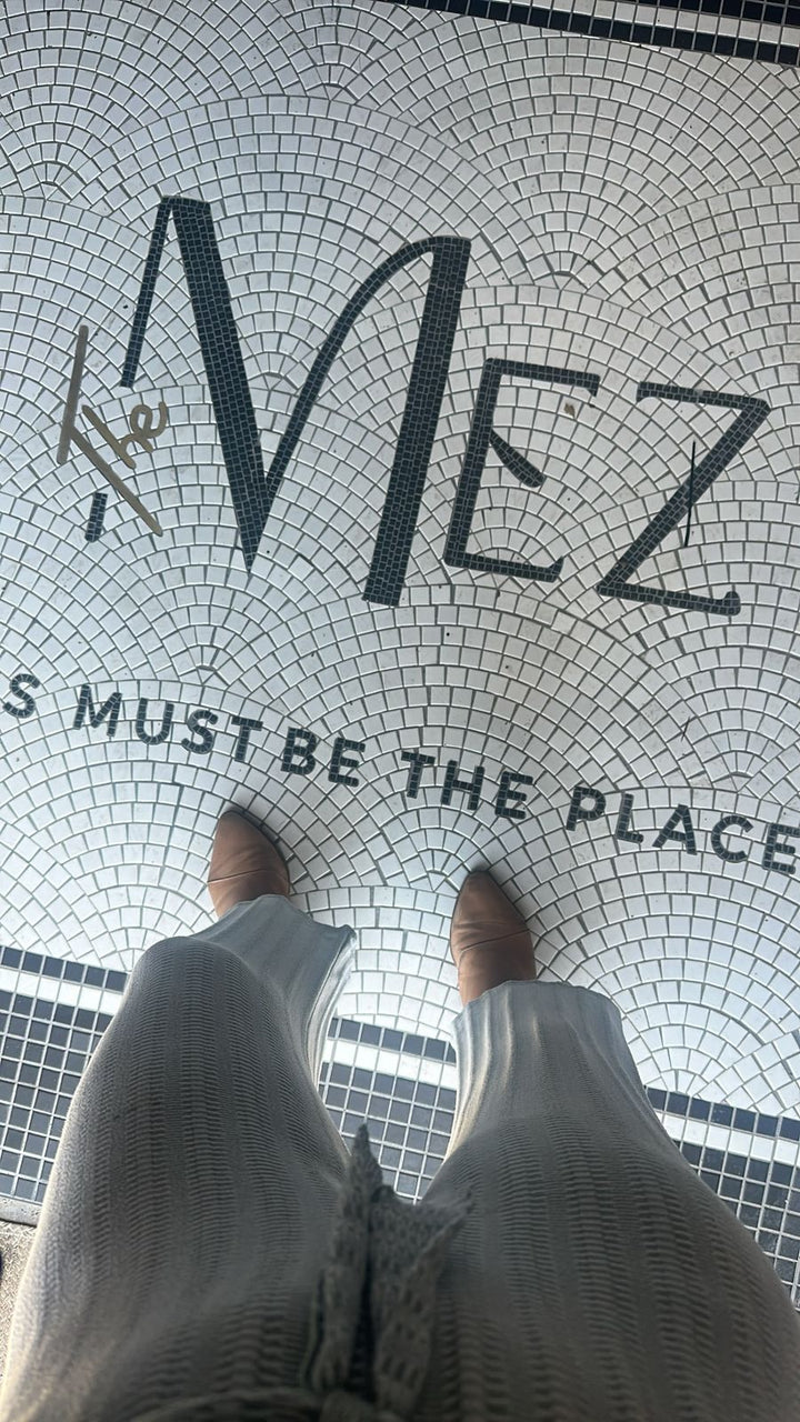 Mezz lettering floor mosaic, hotel entrance mosaic by Mosaic Lettering