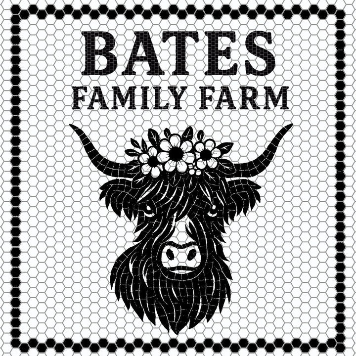 Bates family farm mockup design by Mosaic Lettering