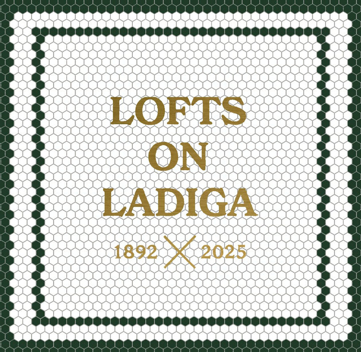 Lofts on Ladiga mockup design by Mosaic Lettering