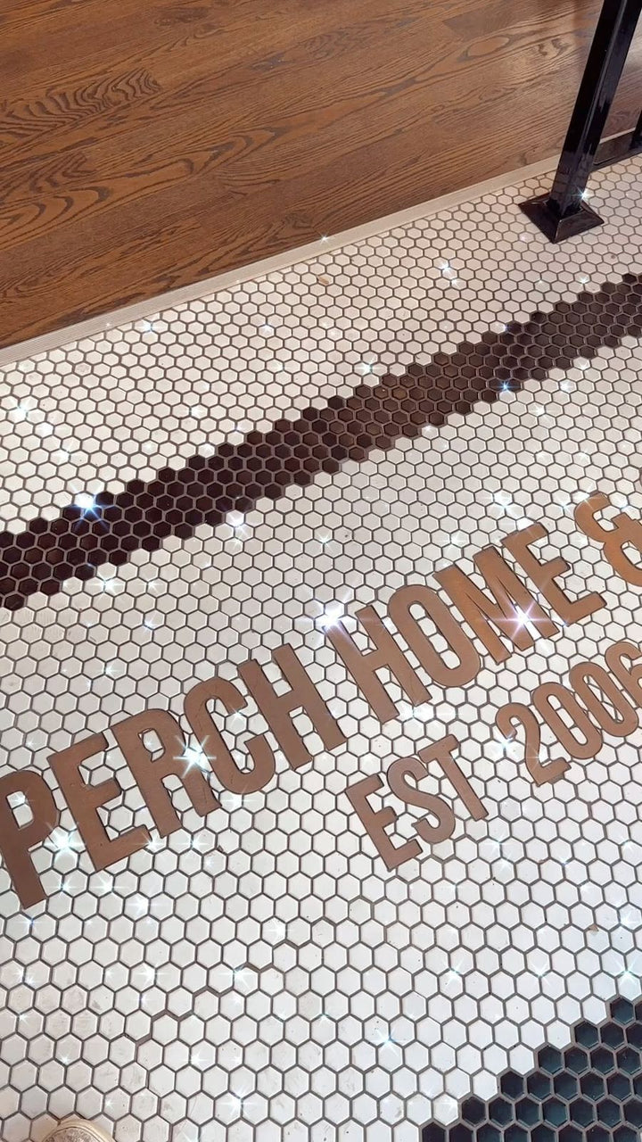 Perch Home & Co. lettering mosaic, business logo mosaic by Mosaic Lettering