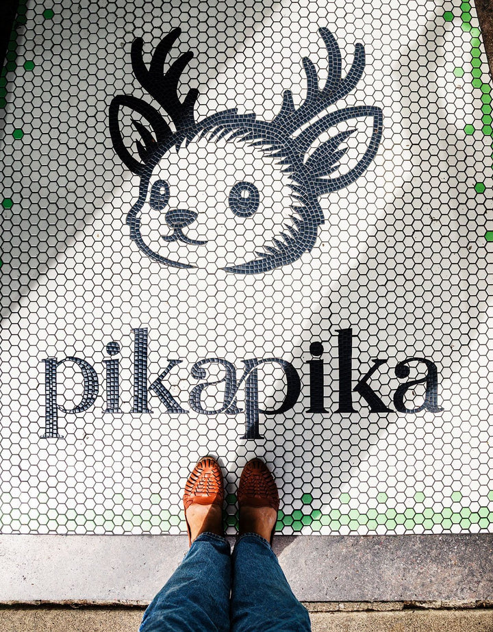Pikapika deer logo mosaic, restaurant logo mosaic by Mosaic Lettering