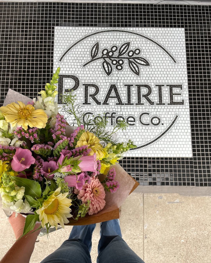 Prairie Coffee Co. logo mosaic, restaurant logo mosaic by Mosaic Lettering