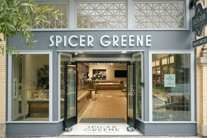 Spicer Greene storefront with entrance mosaic, business logo mosaic by Mosaic Lettering