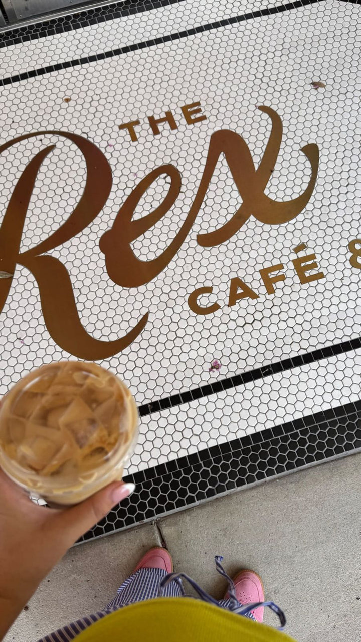The Rex Café script mosaic, restaurant logo mosaic by Mosaic Lettering