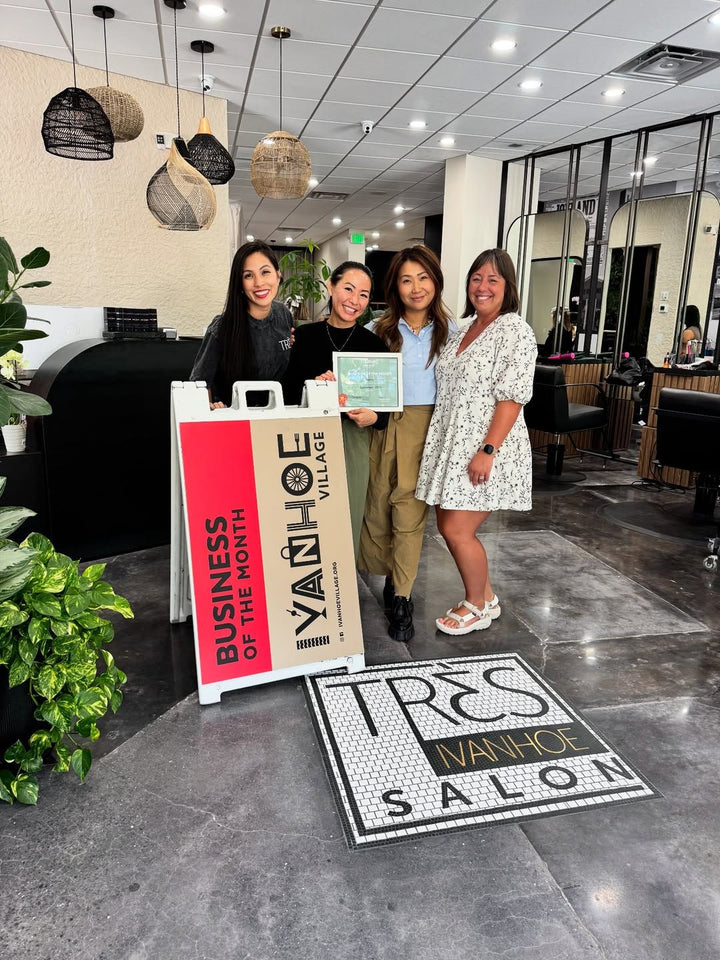 Très Ivanhoe salon team with mosaic, business logo mosaic by Mosaic Lettering
