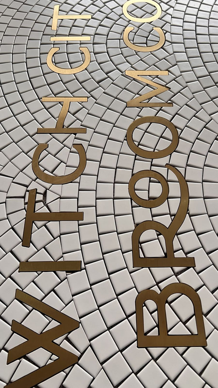 Witches Brooms fan pattern lettering mosaic