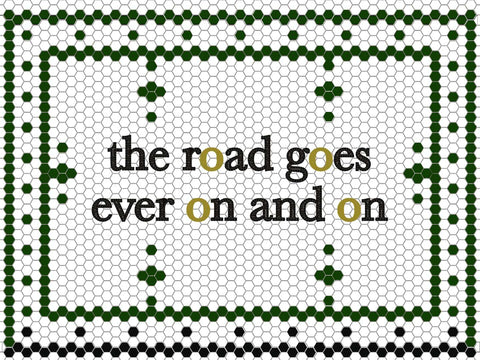 Custom Mosaic with Metallic Letters ( the road goes ever on and on )