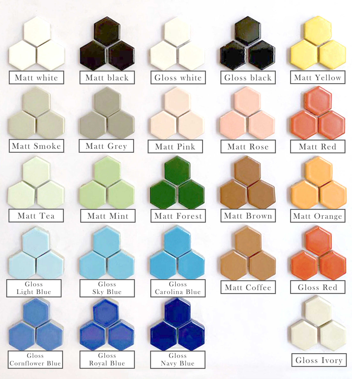 Hexagon Tiles with different colour and patterns