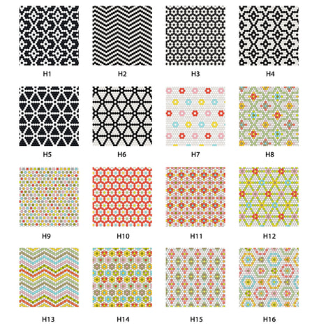 Hexagon Tiles with different colour and patterns